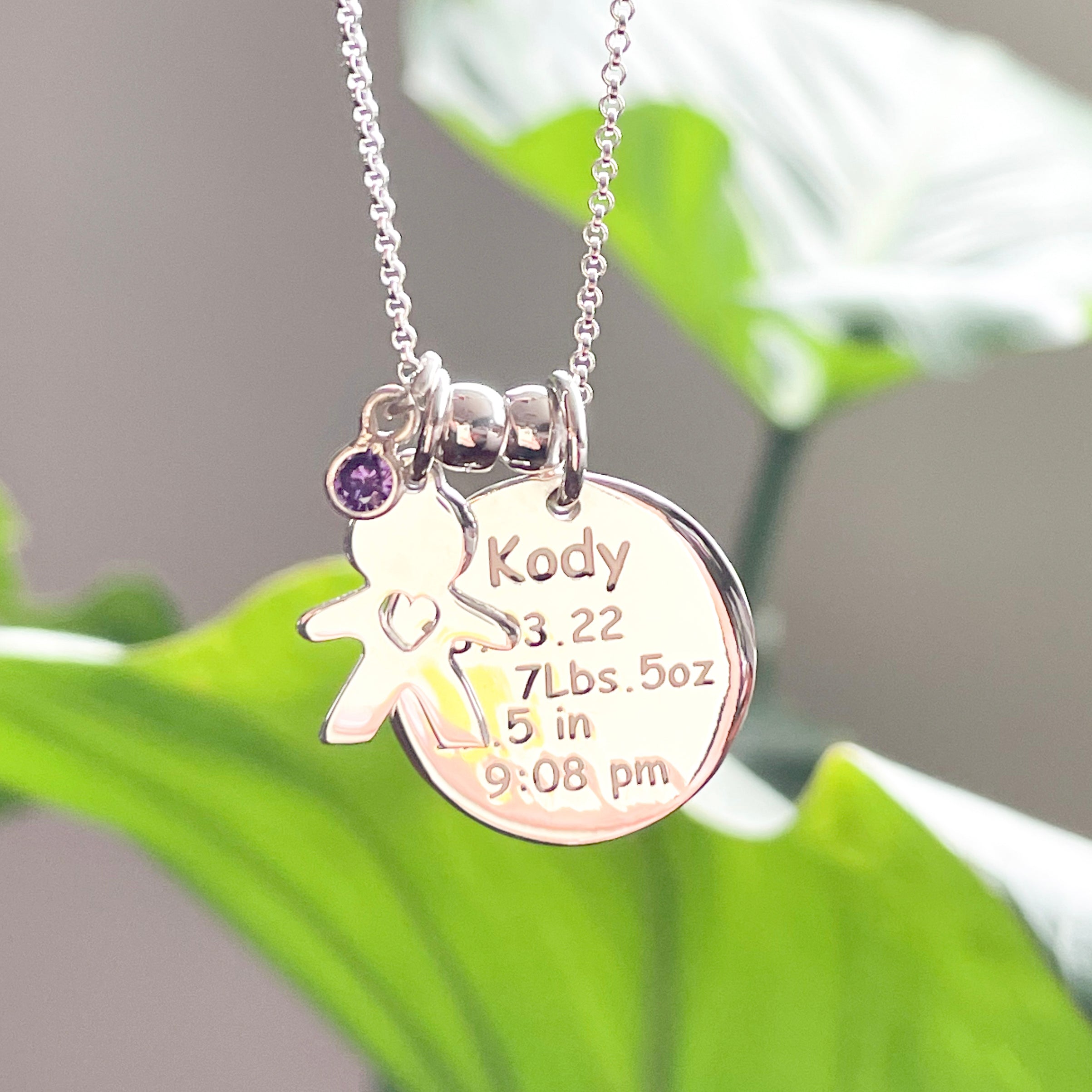Collar Dije Valeria + Dije Niñ@ + Punto de Luz